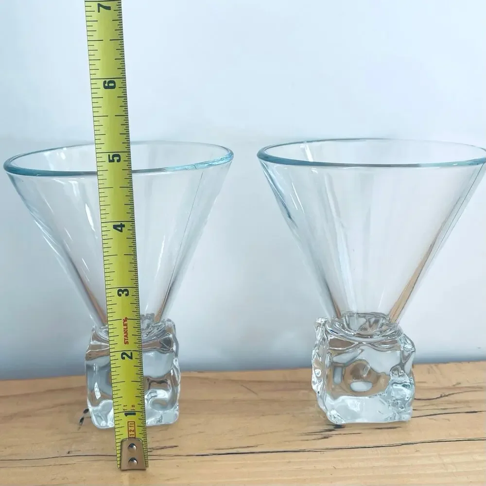 Vtg 60s Di Saronno Ice Cube Martini Glasses Rocks Bareware Cocktail Melting Ice